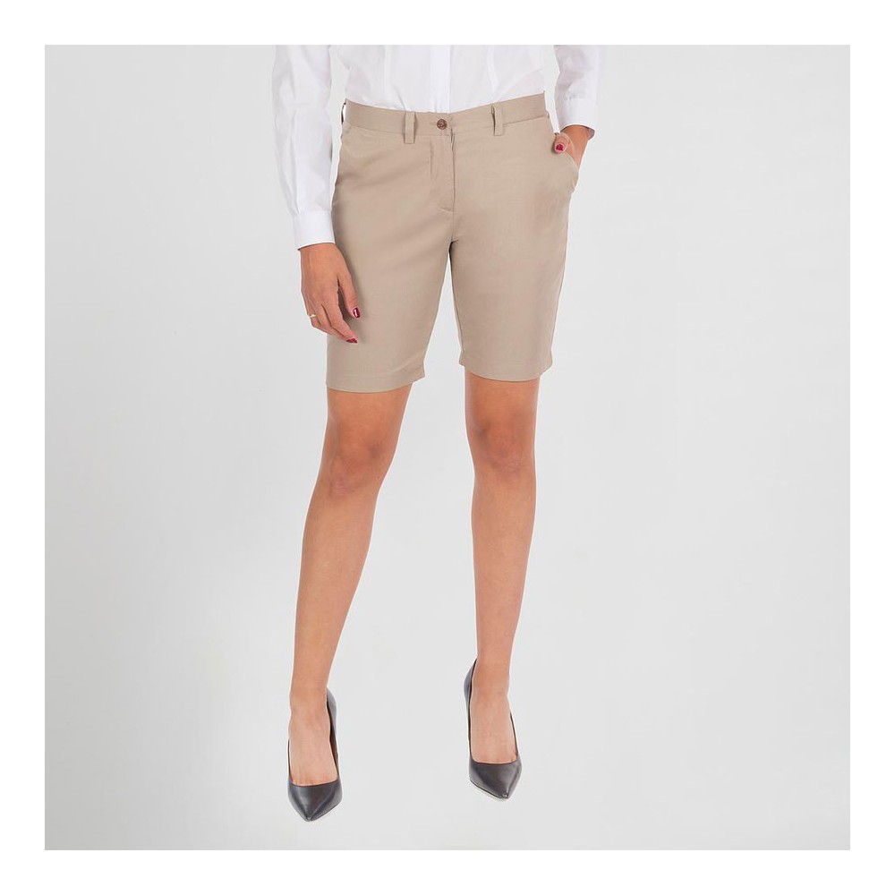 Bermuda de trabajo de mujer ajustada y elegante hueso