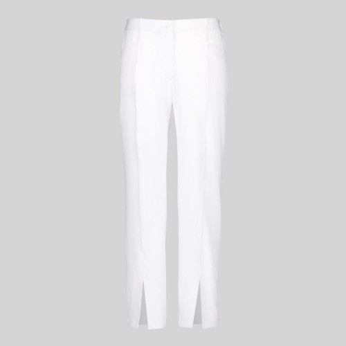 Pantalón peluquera de microfibra abertura central baja Garys 700036 blanco