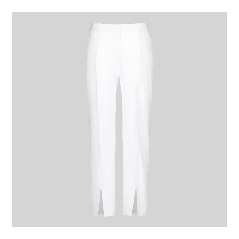 Pantalón peluquera de microfibra abertura central baja Garys 700036 blanco