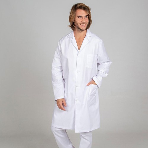 Bata médica de hombre semi-ajustada de manga larga