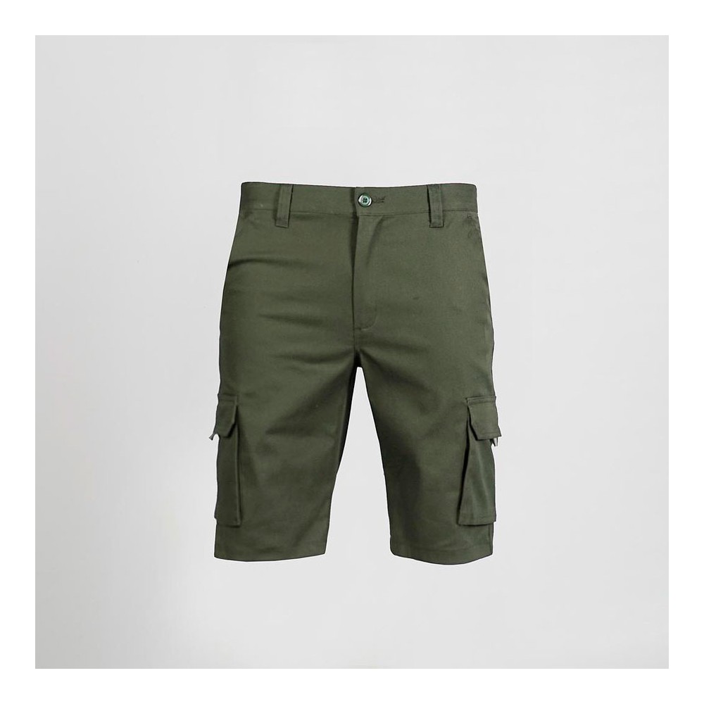 Bermuda de trabajo elástica Multibolsillos Garys 750400 verde caqui