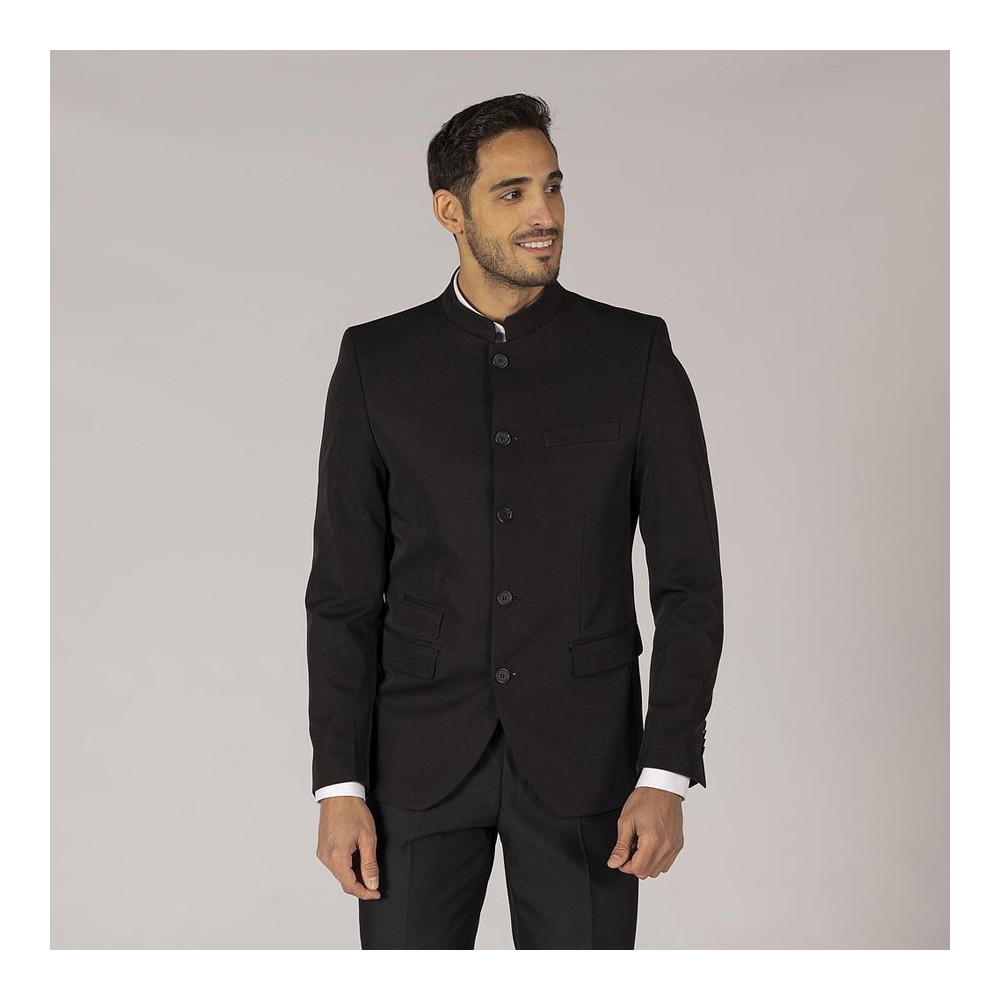 Americana trabajo hombre cuello mao Garys 800005 negro
