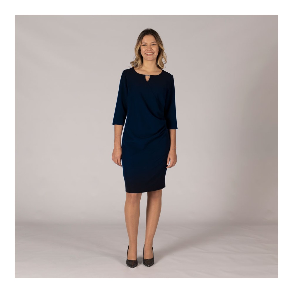 Vestido laboral drapeado trivial Garys 550003 marino