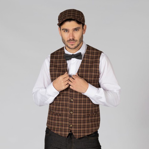 Chaleco laboral de hombre cuadros welsh 950004 marrón