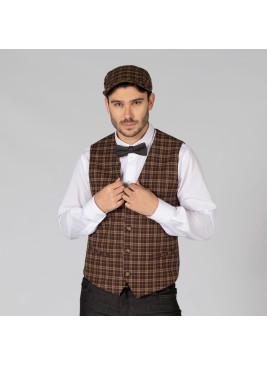 Chaleco laboral de hombre cuadros welsh 950004 marrón