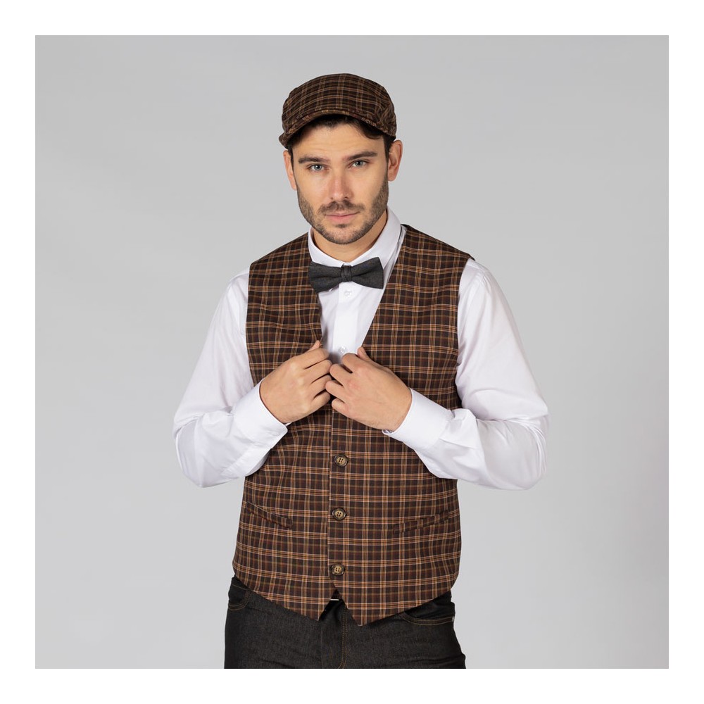 Chaleco laboral de hombre cuadros welsh 950004 marrón