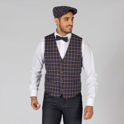 Chaleco laboral de hombre cuadros welsh 950004 marino