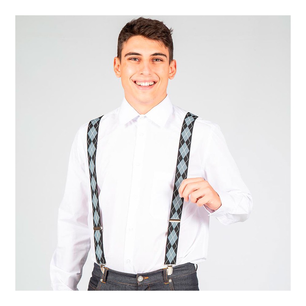 Tirante de trabajo elástico 35mm Unisex Garys 329100 rombo gris