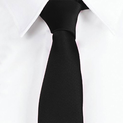 Corbata laboral estrecha de raso sin nudo  Garys 327400 Negra