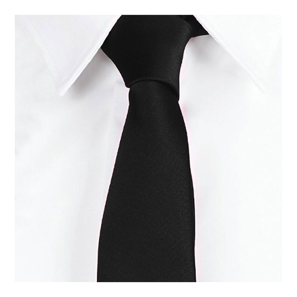 Corbata laboral estrecha de raso sin nudo  Garys 327400 Negra