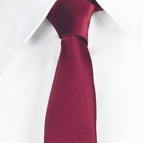 Corbata laboral estrecha de raso sin nudo  Garys 327400 burdeos