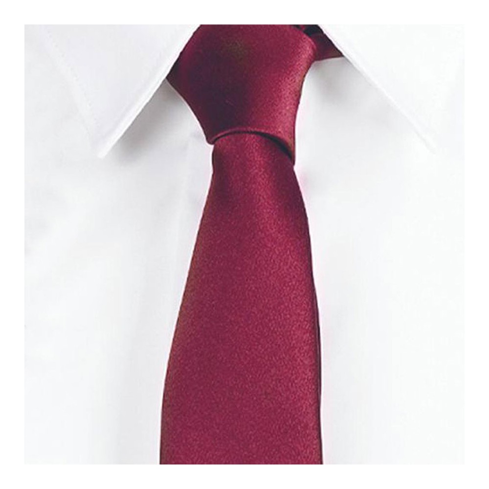 Corbata laboral estrecha de raso sin nudo  Garys 327400 burdeos
