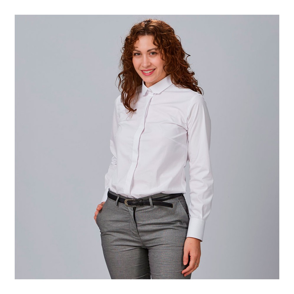 Camisa de trabajo para mujer elysian popelín Garys 240019 blanco