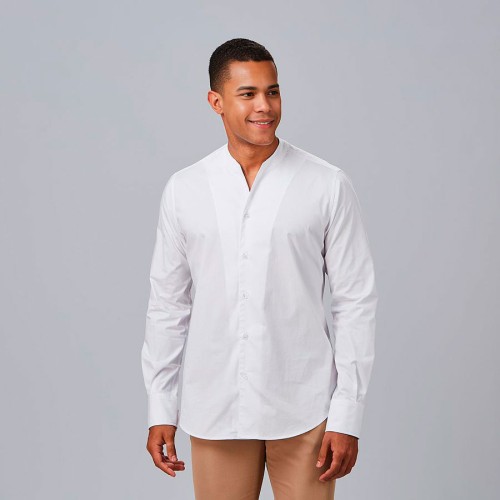 Camisa de trabajo hombre moderna y elegante cuello chimenea blanca