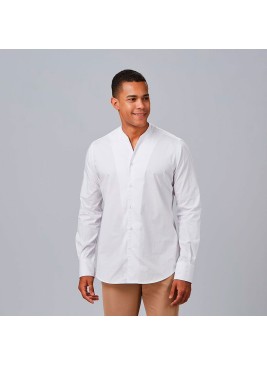 Camisa de trabajo hombre moderna y elegante cuello chimenea blanca