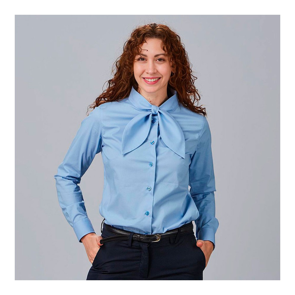 Camisa de trabajo mujer con lazo cinzia Garys 240008 celeste