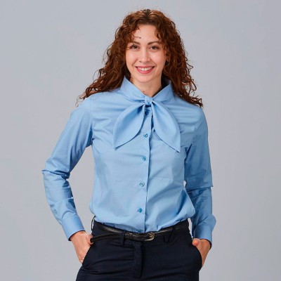 Camisa de trabajo mujer con lazo cinzia Garys 240008 celeste