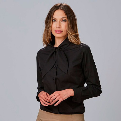 Camisa de trabajo mujer con lazo cinzia Garys 240008 negro