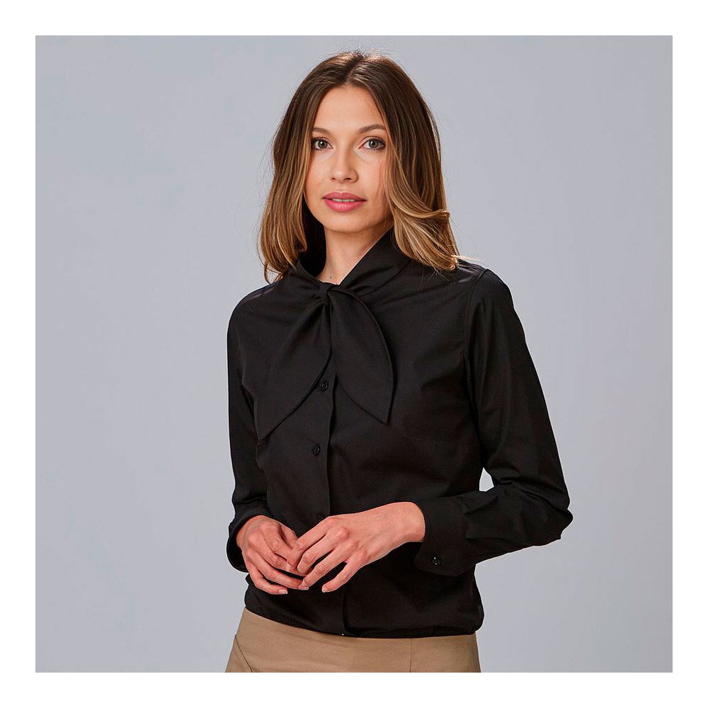 Camisa de trabajo mujer con lazo cinzia Garys 240008 negro