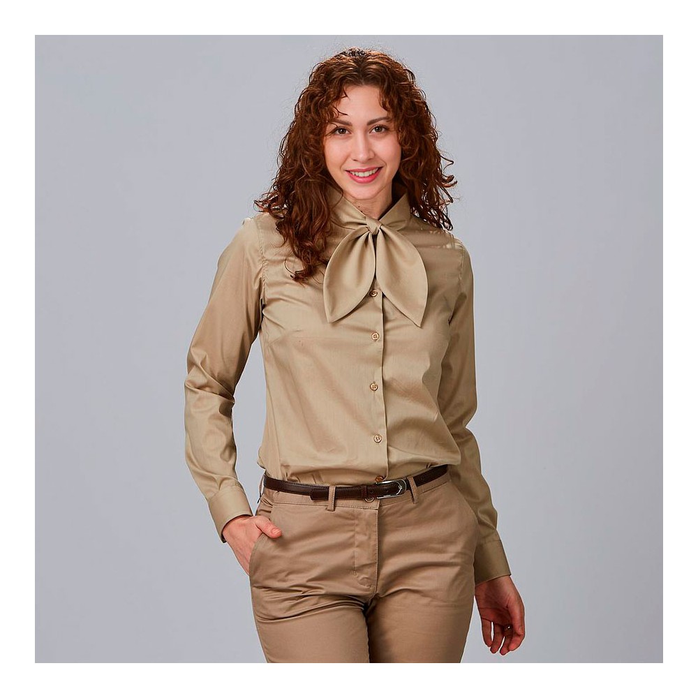 Camisa de trabajo mujer con lazo cinzia Garys 240008 arena