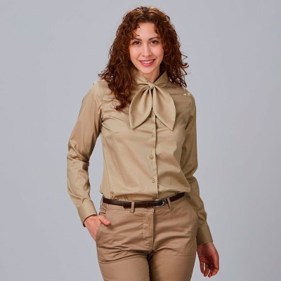 Camisa de trabajo mujer con lazo cinzia Garys 240008 arena