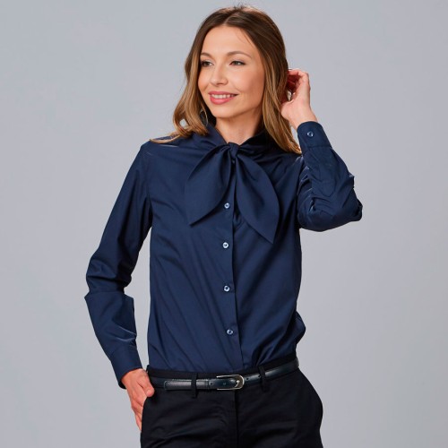 Camisa de trabajo mujer con lazo cinzia Garys 240008 marino