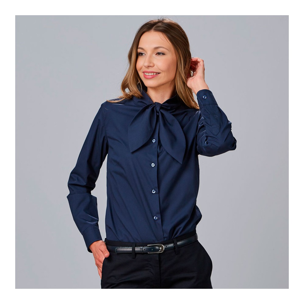 Camisa de trabajo mujer con lazo cinzia Garys 240008 marino
