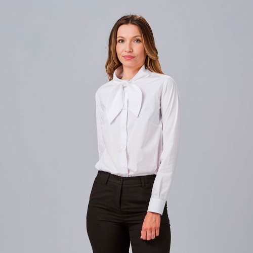 Camisa de trabajo mujer con lazo cinzia Garys 240008 blanco