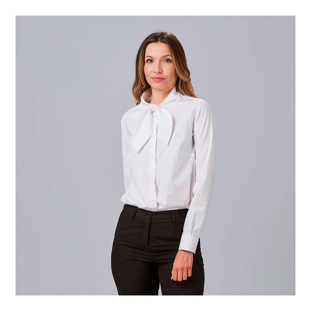 Camisa de trabajo mujer con lazo cinzia Garys 240008 blanco