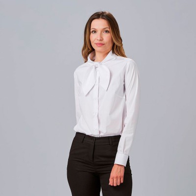 Camisa de trabajo mujer con lazo cinzia Garys 240008 blanco