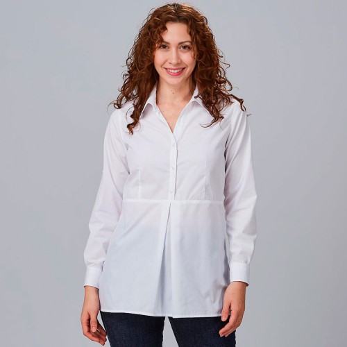 Camisa para uniformes de mujer manga larga roll up livia Blanca
