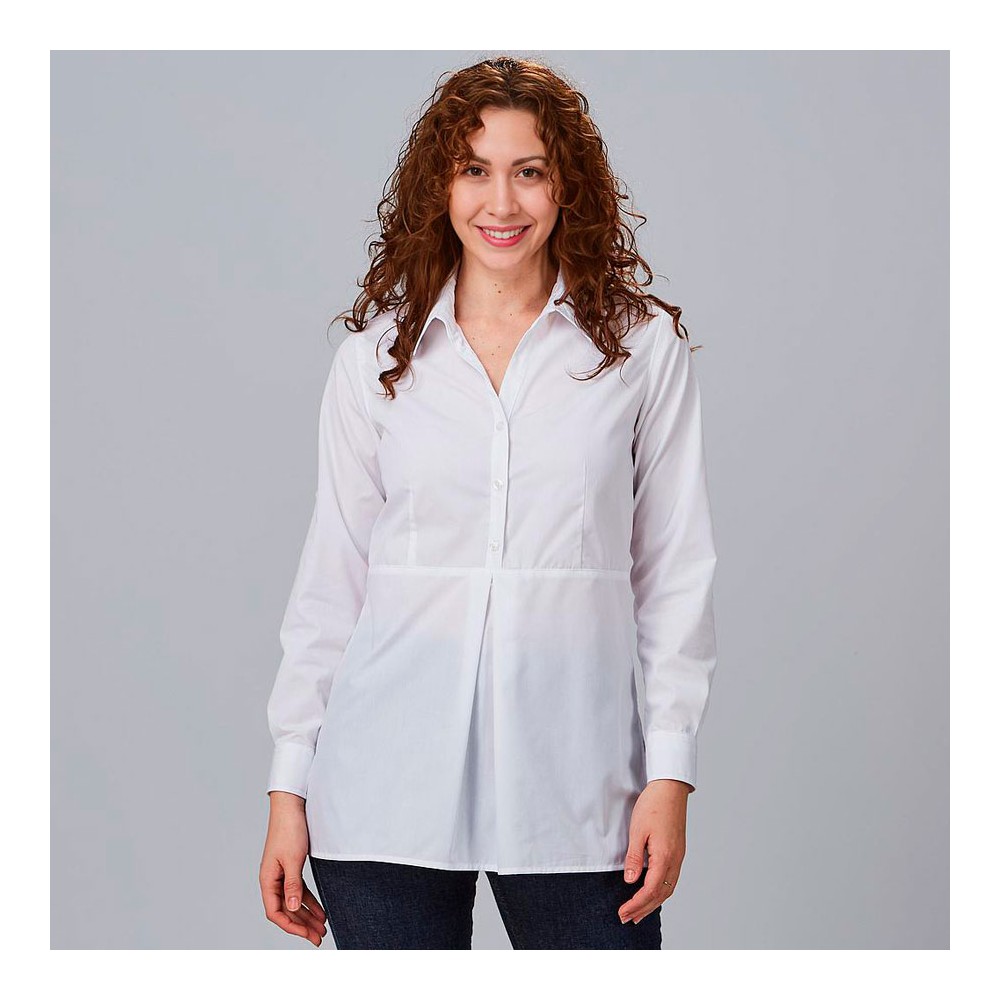 Camisa para uniformes de mujer manga larga roll up livia Blanca