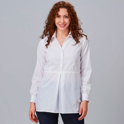 Camisa para uniformes de mujer manga larga roll up livia Blanca
