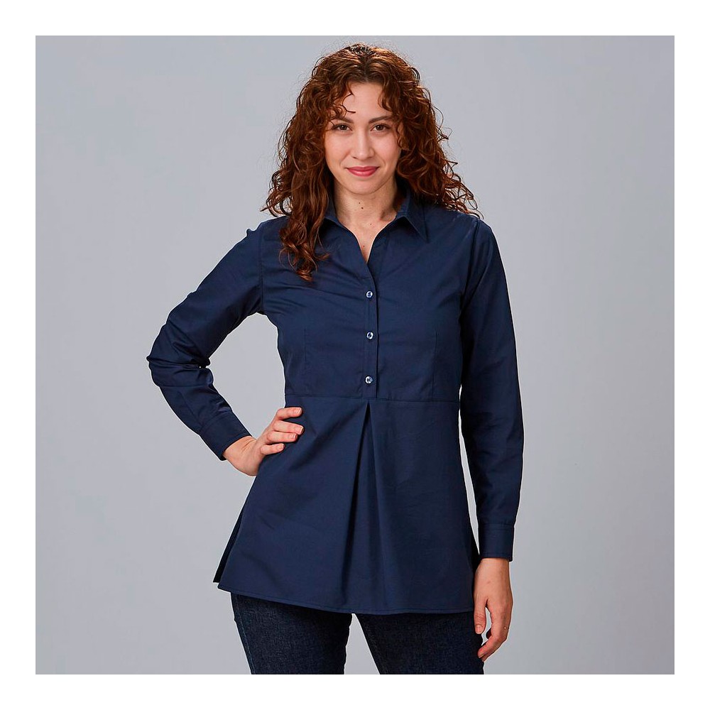 Camisa para uniformes de mujer manga larga roll up livia marino