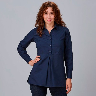 Camisa para uniformes de mujer manga larga roll up livia marino