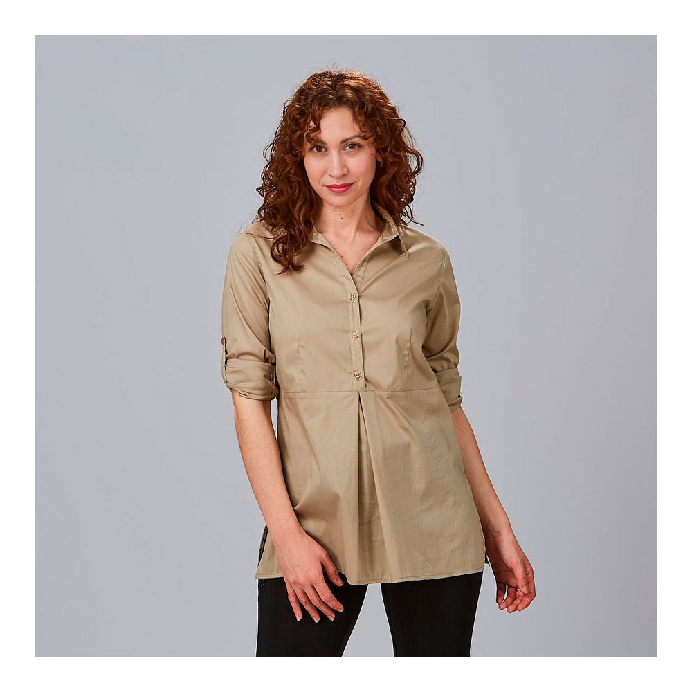 Camisa para uniformes de mujer manga larga roll up livia arena