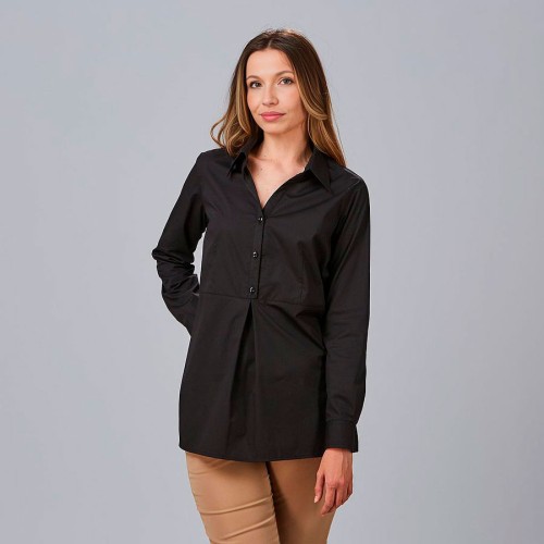 Camisa para uniformes de mujer manga larga roll up livia negro