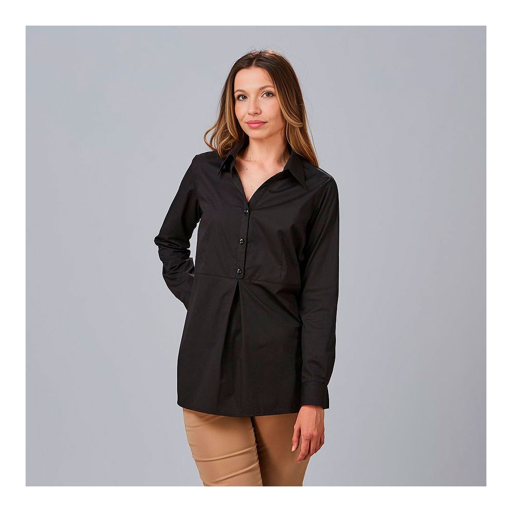 Camisa para uniformes de mujer manga larga roll up livia negro