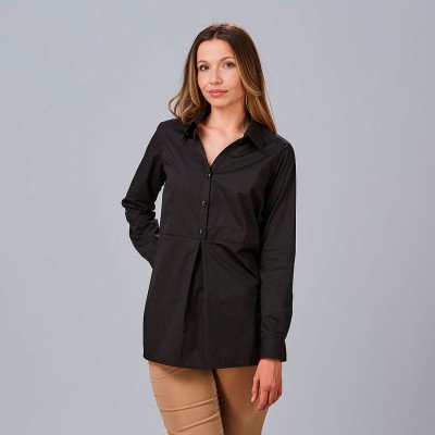 Camisa para uniformes de mujer manga larga roll up livia negro