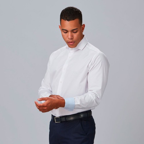 Camisa de trabajo hombre cuello italiano Garys 260021 Blanca