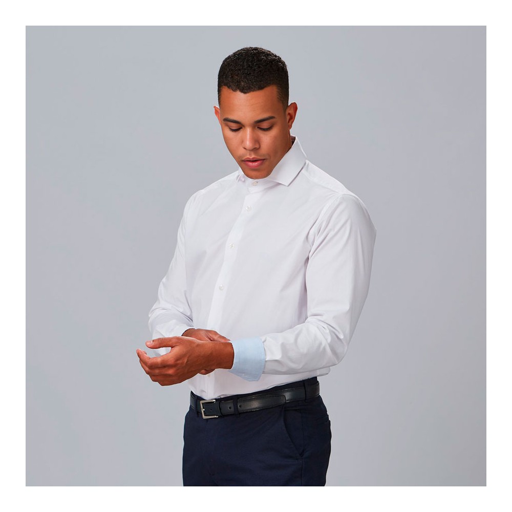 Camisa de trabajo hombre cuello italiano Garys 260021 Blanca