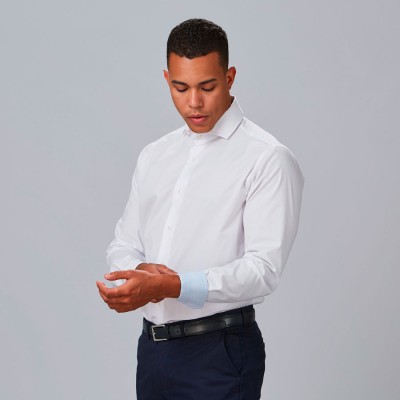 Camisa de trabajo hombre cuello italiano Garys 260021 Blanca