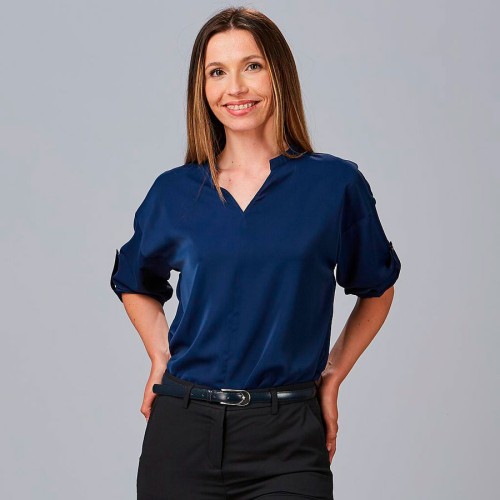 Camisa trabajo mujer manga regulable Garys 240005 marino