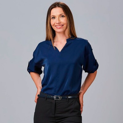 Camisa trabajo mujer manga regulable Garys 240005 marino