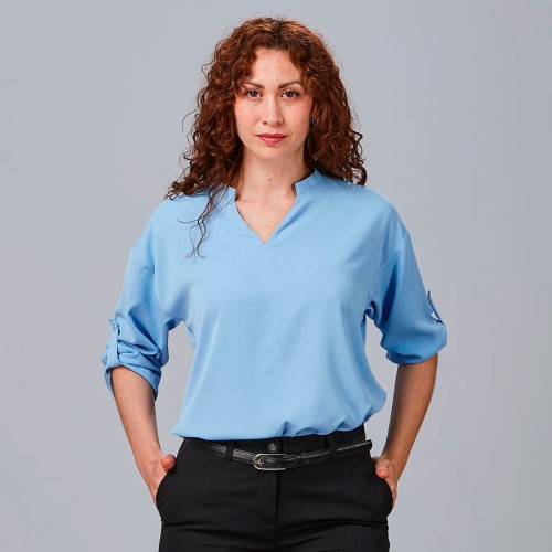 Camisa trabajo mujer manga regulable Garys 240005 celeste