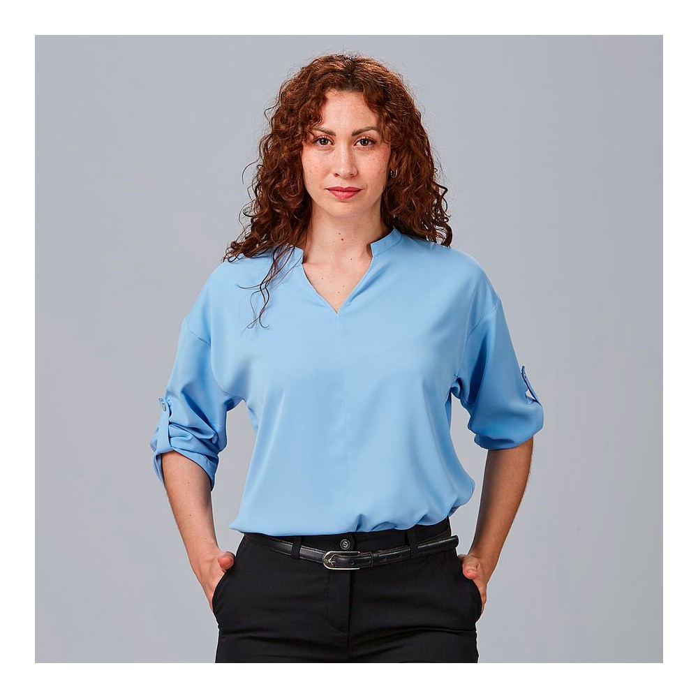 Camisa trabajo mujer manga regulable Garys 240005 celeste