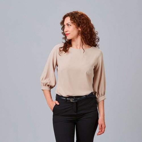 Camisa de trabajo mujer manga rizada Garys 240006 beige