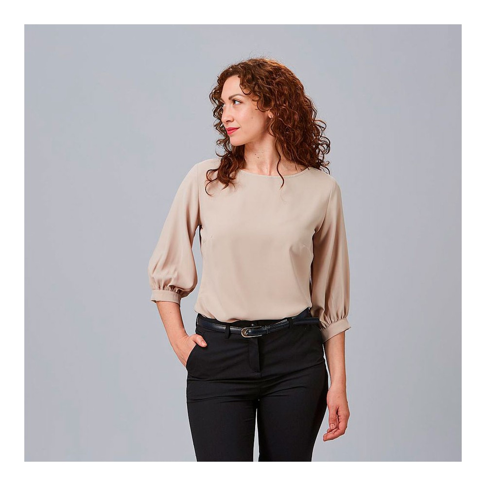 Camisa de trabajo mujer manga rizada Garys 240006 beige