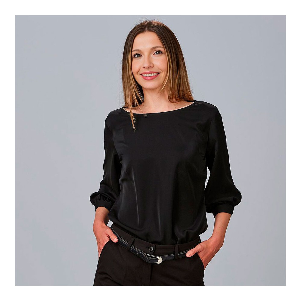 Camisa de trabajo mujer manga rizada Garys 240006 negro