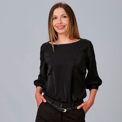 Camisa de trabajo mujer manga rizada Garys 240006 negro